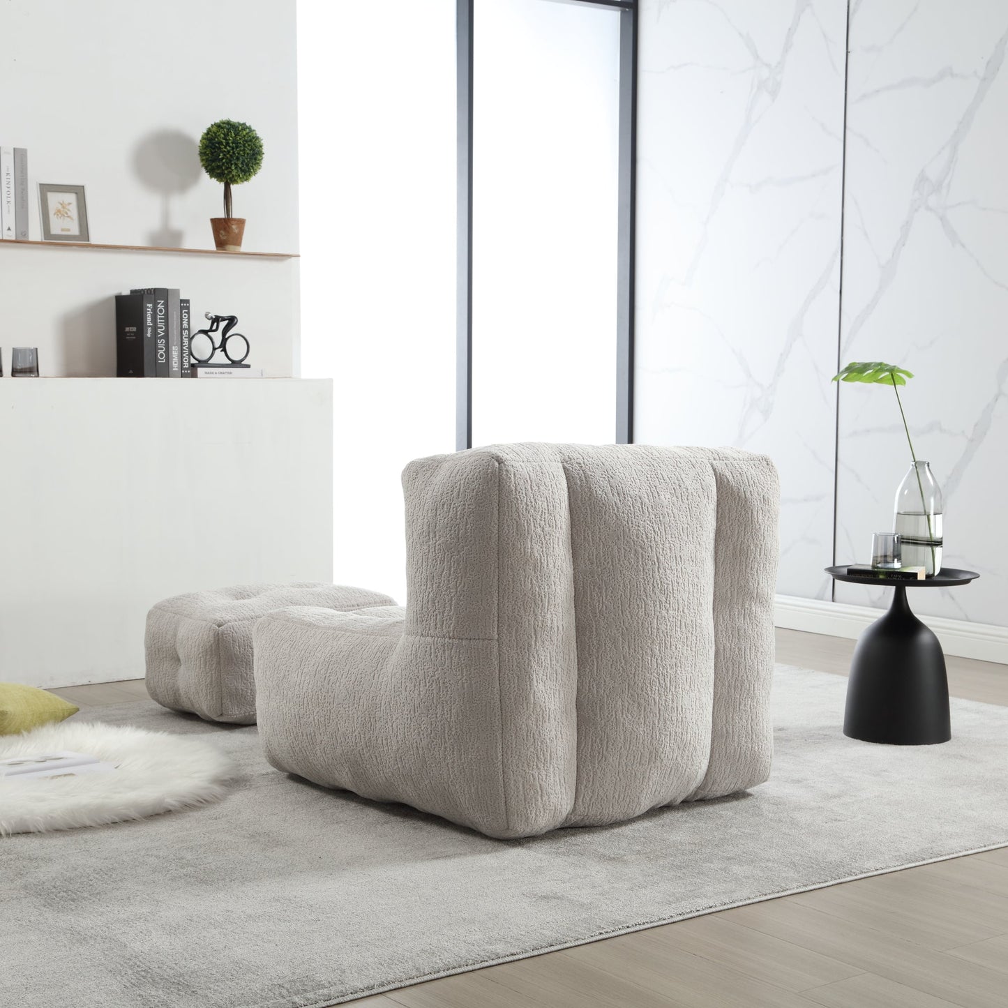 Sillón Puff Esponjoso con Espuma Viscoelástica y Otomana