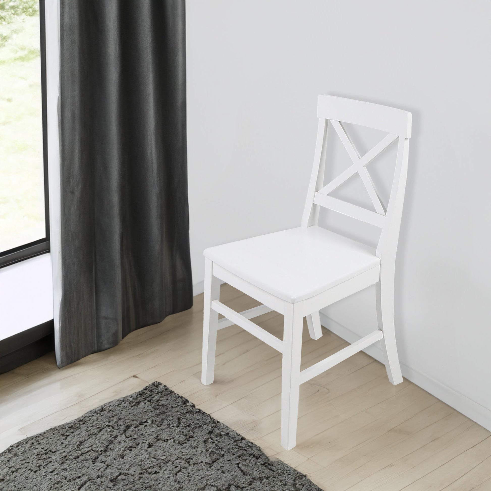 Roshan Farmhouse Acacia Wood Dining Chairs, White (Set of 2) - Korvel