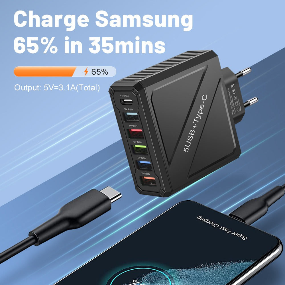 5USB Charger mobile phone charger charging head - Korvel