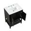 Meuble de salle de bain moderne noir de 24" avec évier en céramique élégant