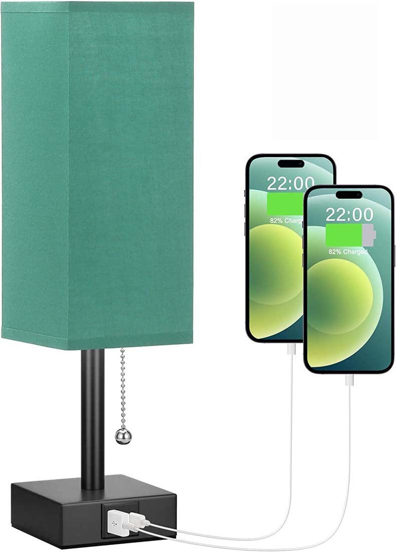 Linen 90 square desk lamp zipper switch three color temperature variable light A+C USB charging - Korvel
