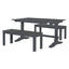 TREXM 3-piece retro cutlery set, rectangular stand table, and 2 wooden stools for 4 people (gray) - Korvel