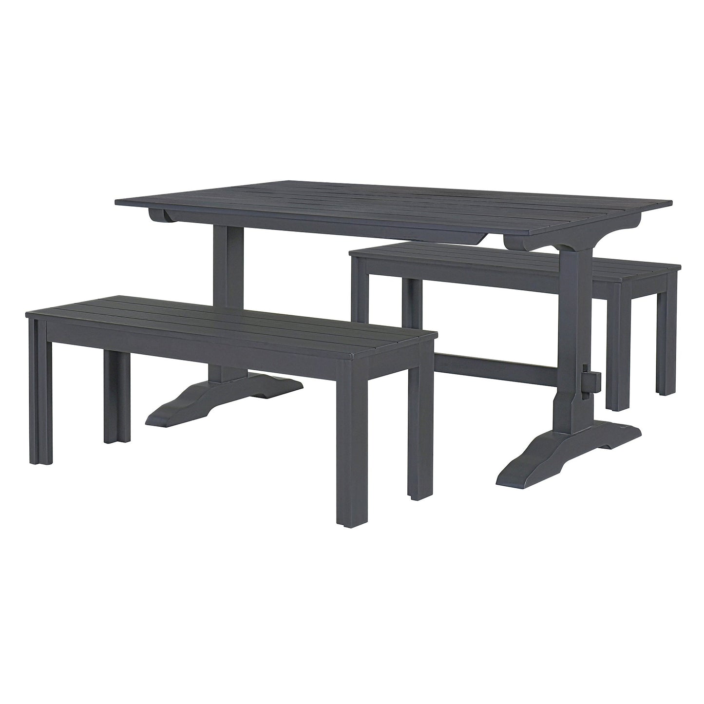 TREXM 3-piece retro cutlery set, rectangular stand table, and 2 wooden stools for 4 people (gray) - Korvel