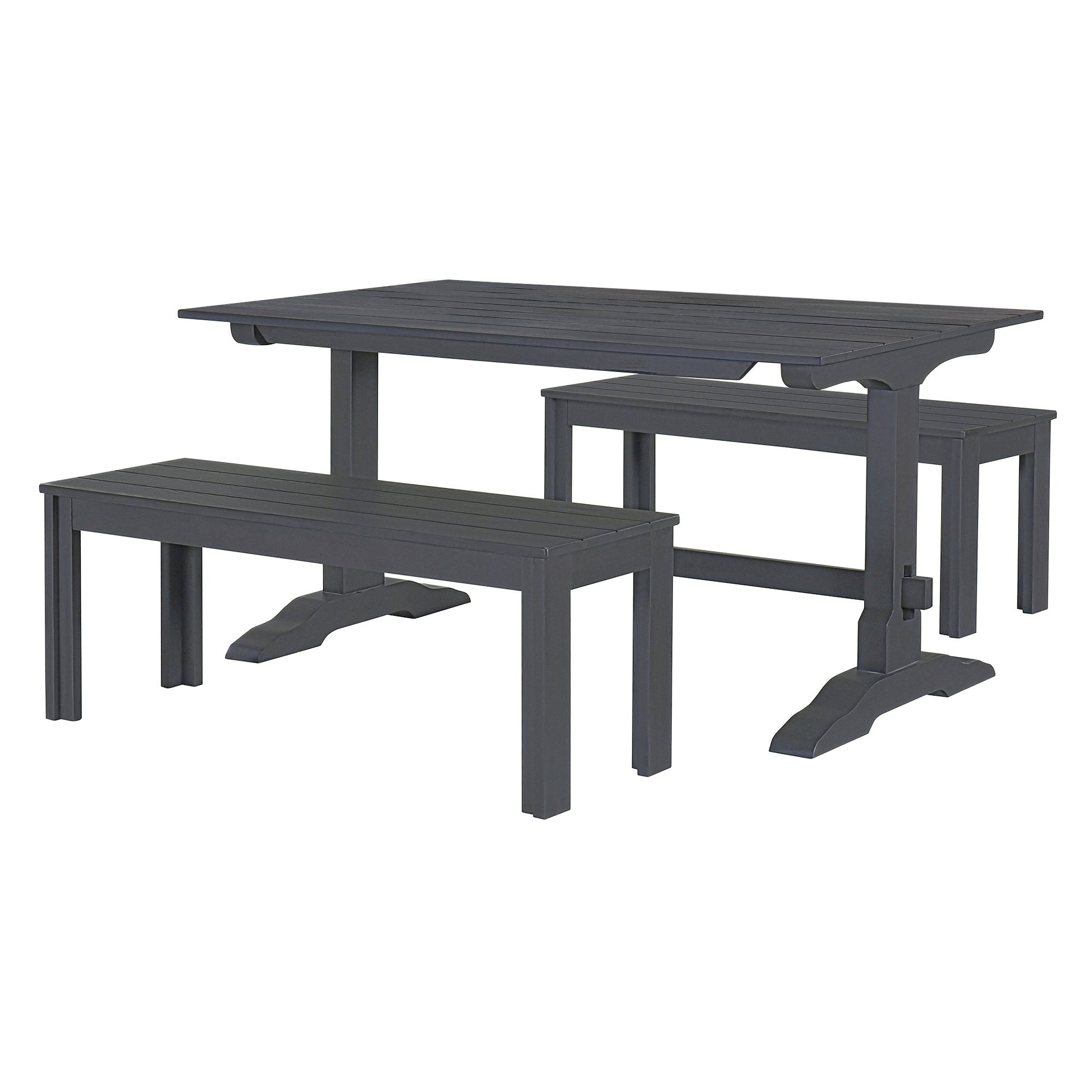 TREXM 3-piece retro cutlery set, rectangular stand table, and 2 wooden stools for 4 people (gray) - Korvel