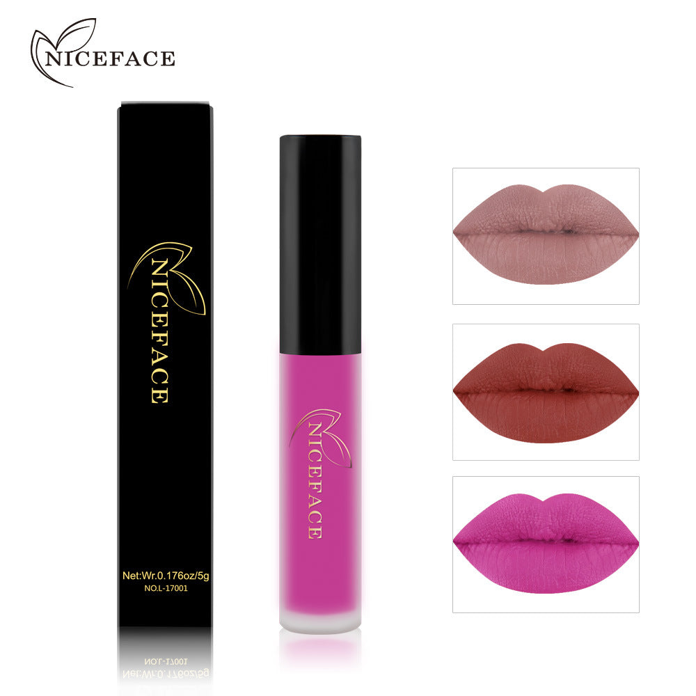 NICEFACE Matte Lip Glaze Does Not Fade And Does Not Stick To Cup Lip Gloss Non-Moisturizing Lipstick Orange - Korvel