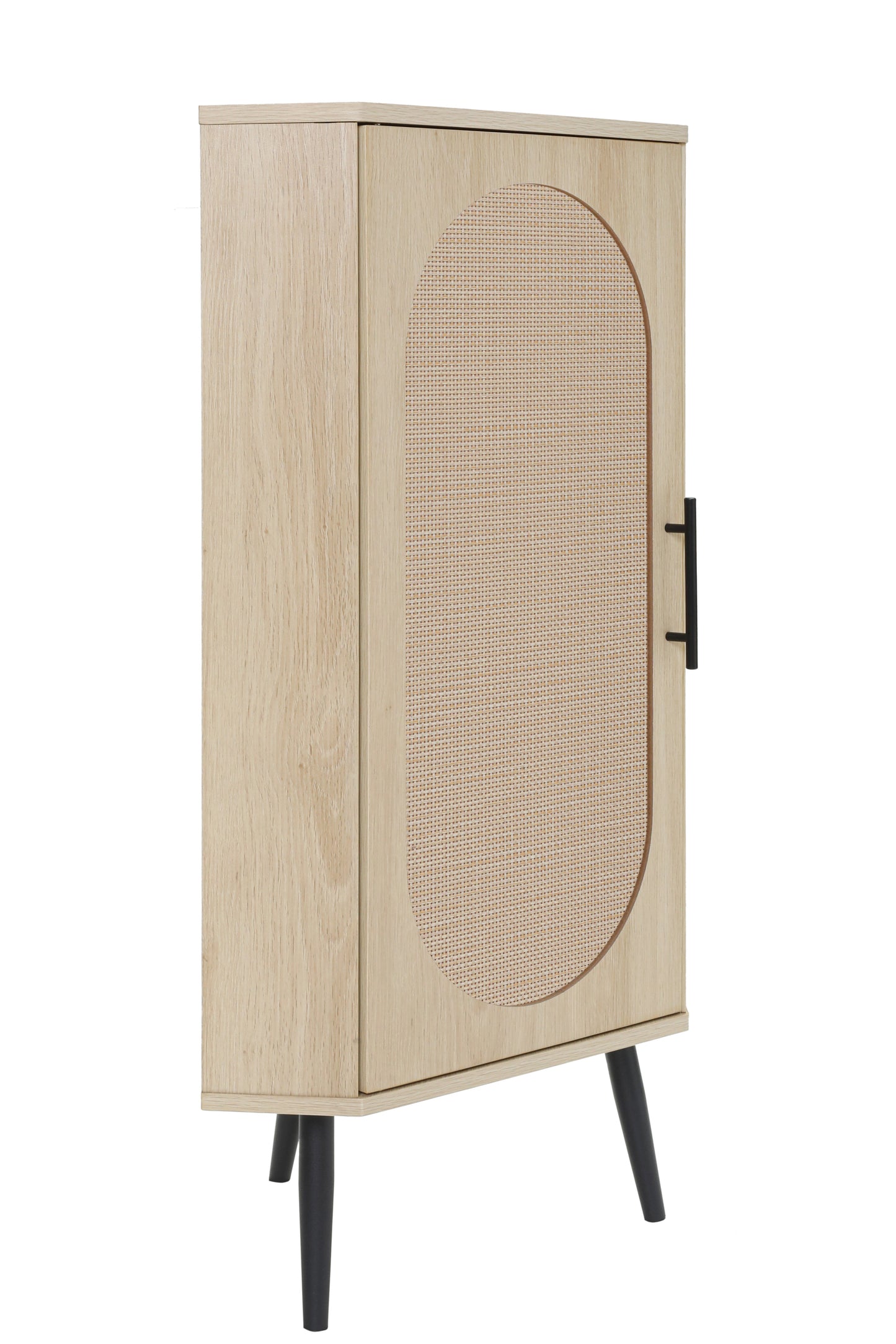 Elegant Freestanding Corner Cabinet with Rattan Doors
