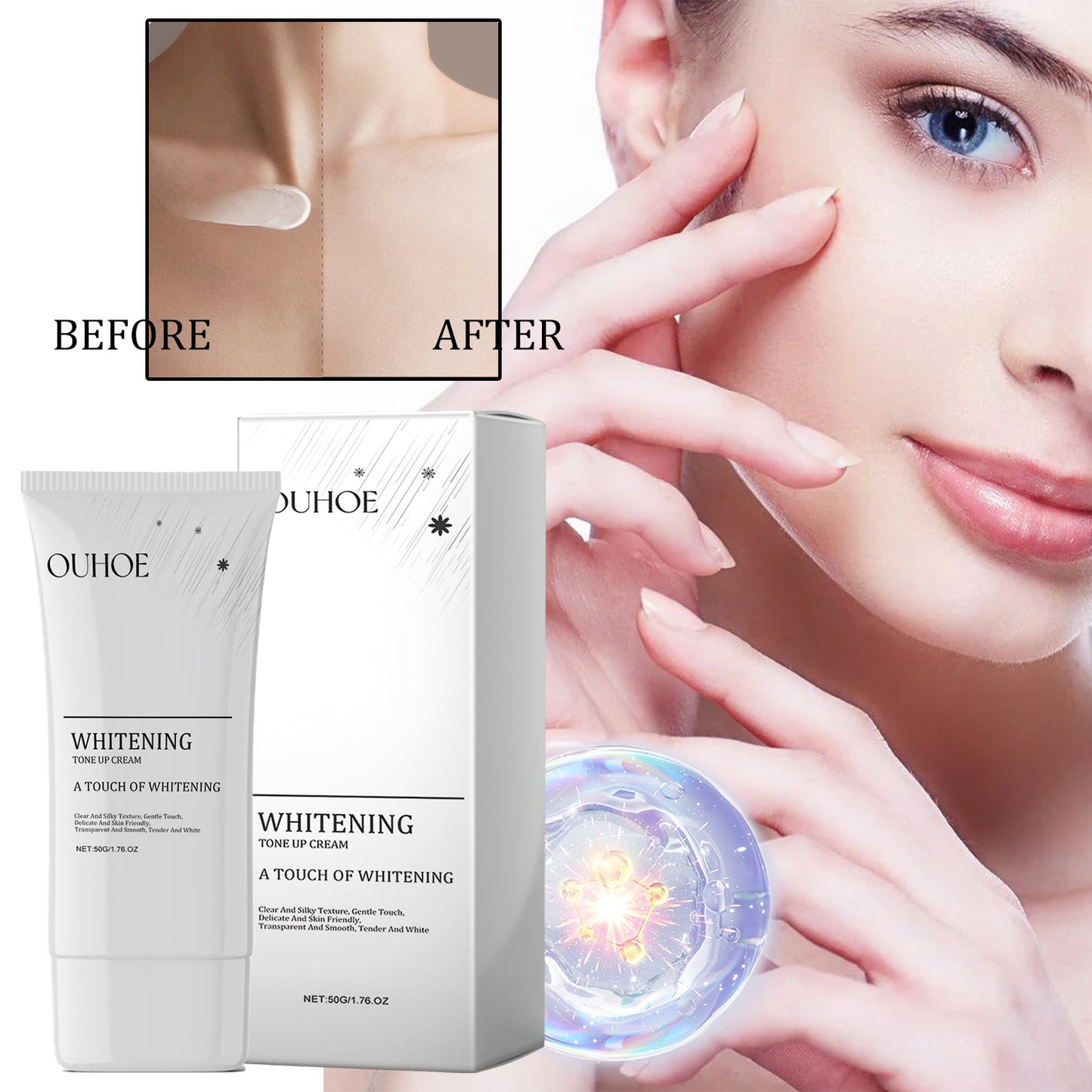 Whitening Tone Up Cream, Moist And Soft Fade Spots Rough Dry Skin Dark Skin Cream - Korvel