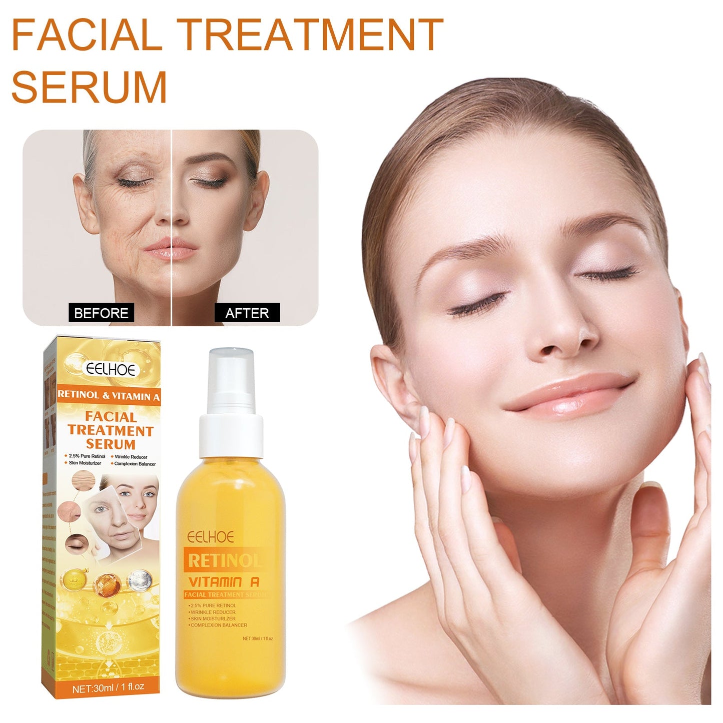 Retinol Anti Wrinkle Essence Spray, Shrinks And Tightens Pores, Brightens Skin, And Reduces Lines Spray - Korvel