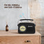 Black AM FM Radio - Small Portable Radios Vintage/Retro with Headphone Jack, Large Analog Rotary Tuning Dial - Korvel