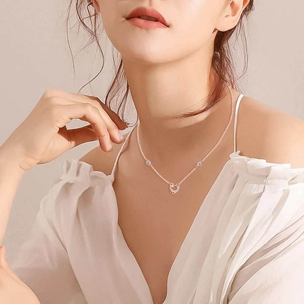 Collar de Corazón de Moissanita en Plata de Ley 925