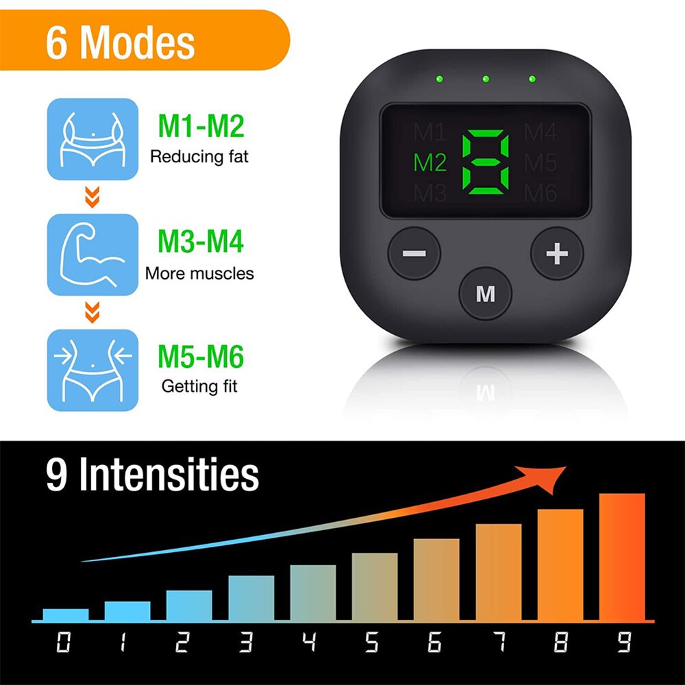 EMS Muscle Stimulator with LED Display USB Rechargeable Abdominal Belt Work Out Power Fitness Abdominal Men Women - Korvel