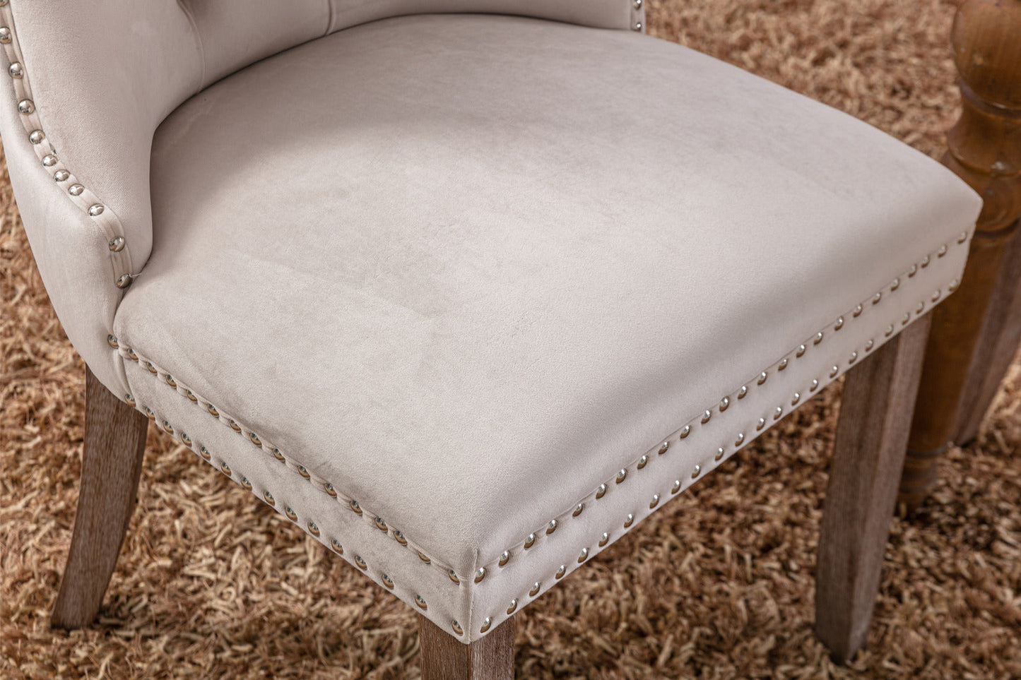 Nikki Collection Modern High-end Tufted Solid Wood Contemporary Velvet Upholstered Dining Chair 2-Pcs SetBeige - Korvel