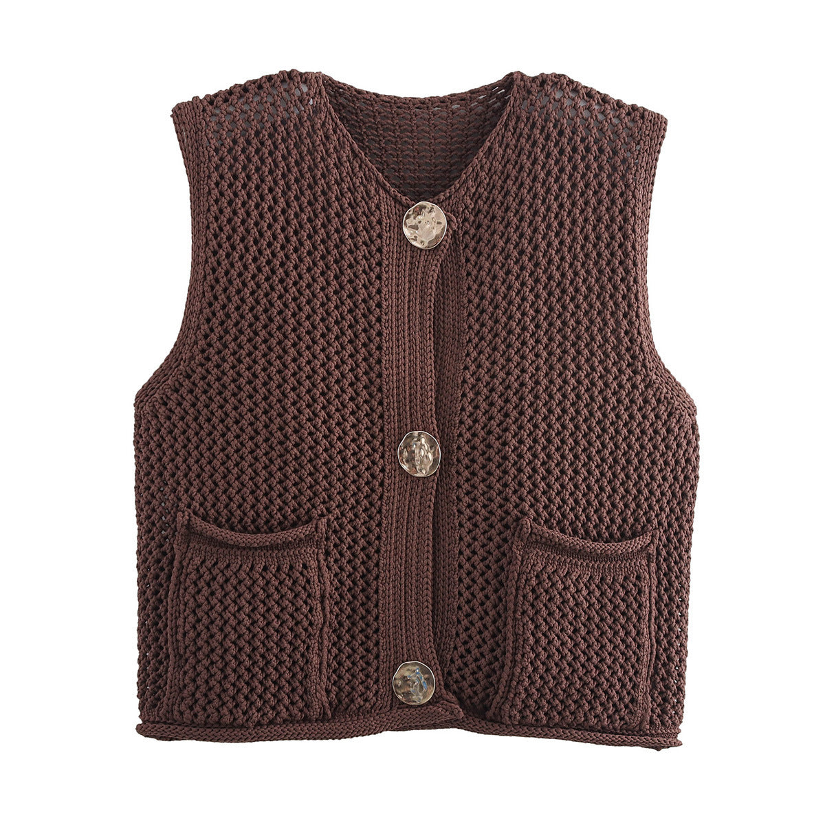 Versatile Crochet Hollow Vest in Solid Colors