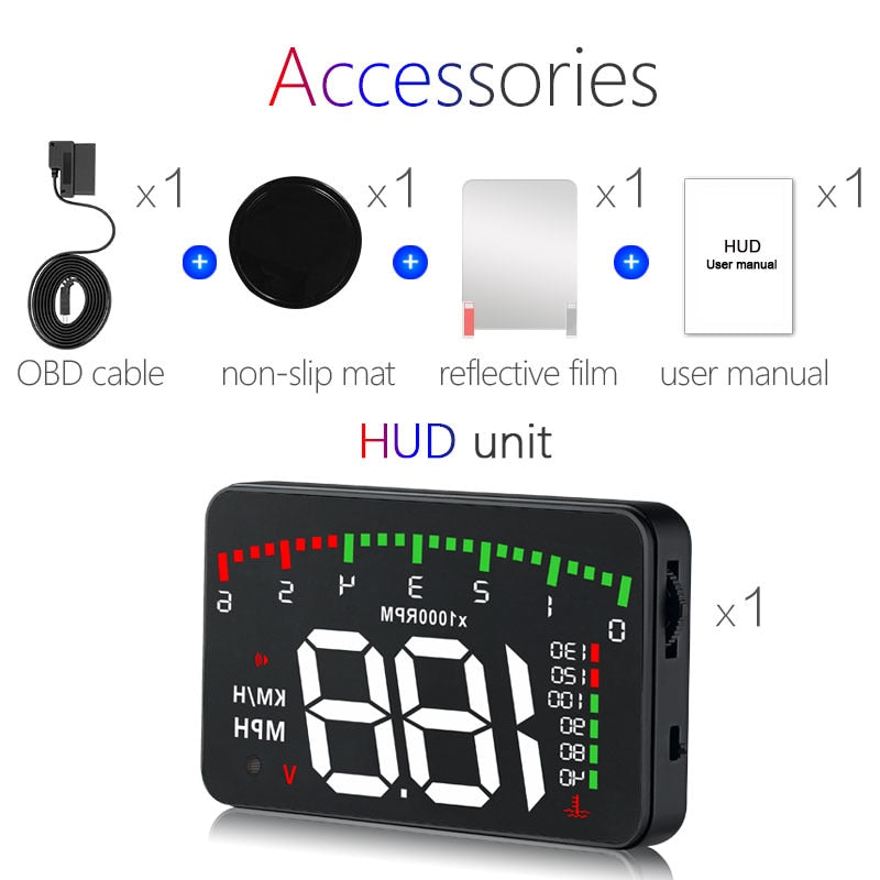 3.5 A900 HUD Head-Up Display Car-styling Hud Display Overspeed Warning Windshield Projector Alarm System Universal Auto - Korvel
