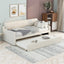 Twin Size Upholstery Daybed with Trundle and USB Charging Design Trundle can be flat or erected Beige - Korvel