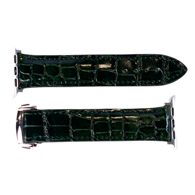 Bracelet Apple Watch en Cuir Émaillé Vert Foncé