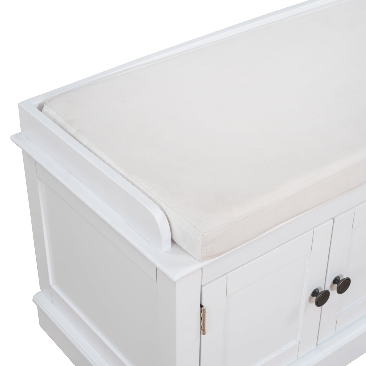 TREXM Storage Bench with Adjustable Doors and Padded Shoe Stand