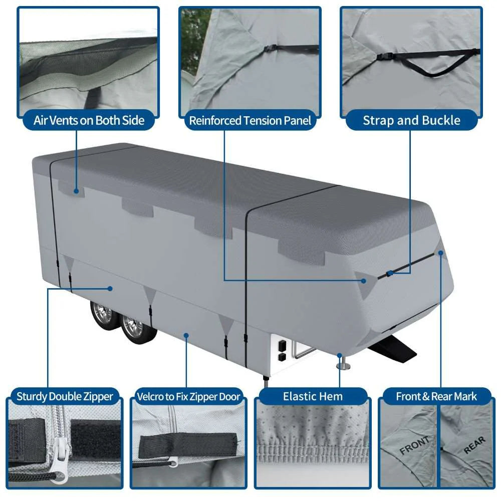 Umbrauto 5th Wheel RV Cover Upgraded 7 Layers Top Anti-UV Waterproof Breathable Camper Covers - Korvel
