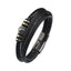 Men's Multi-Layer Woven Bracelet in Stainless Steel and Leather