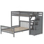 Twin over Full Loft Bed with Staircase Gray - Korvel