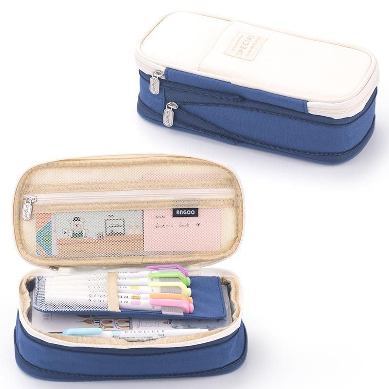Macaron color block can transform into a large capacity upgraded pencil case stationery - Korvel