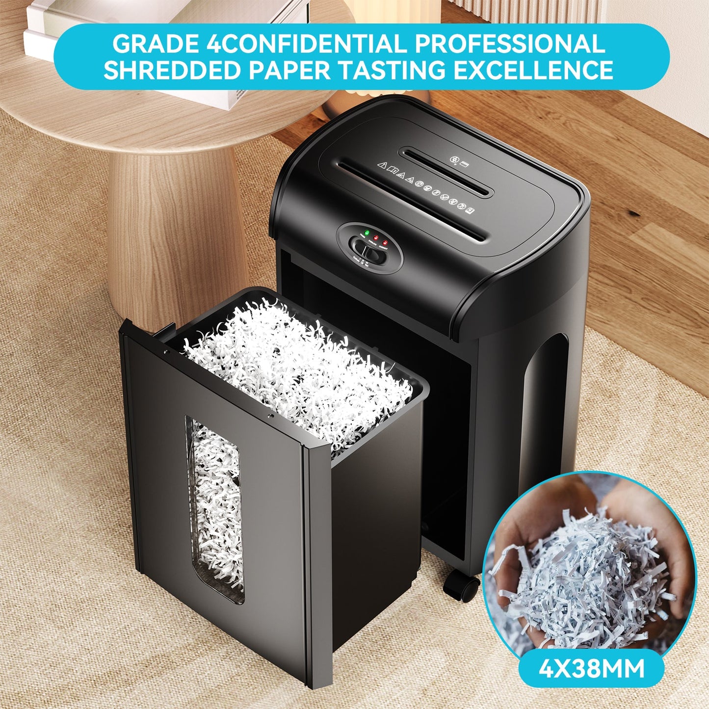 Heavy Duty Cross Cut Paper Shredder - 15 Sheets Capacity