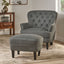 Modern grey fabric club chair and Ottoman set, stylish cushioned armchair, paired with Ottoman style - Korvel