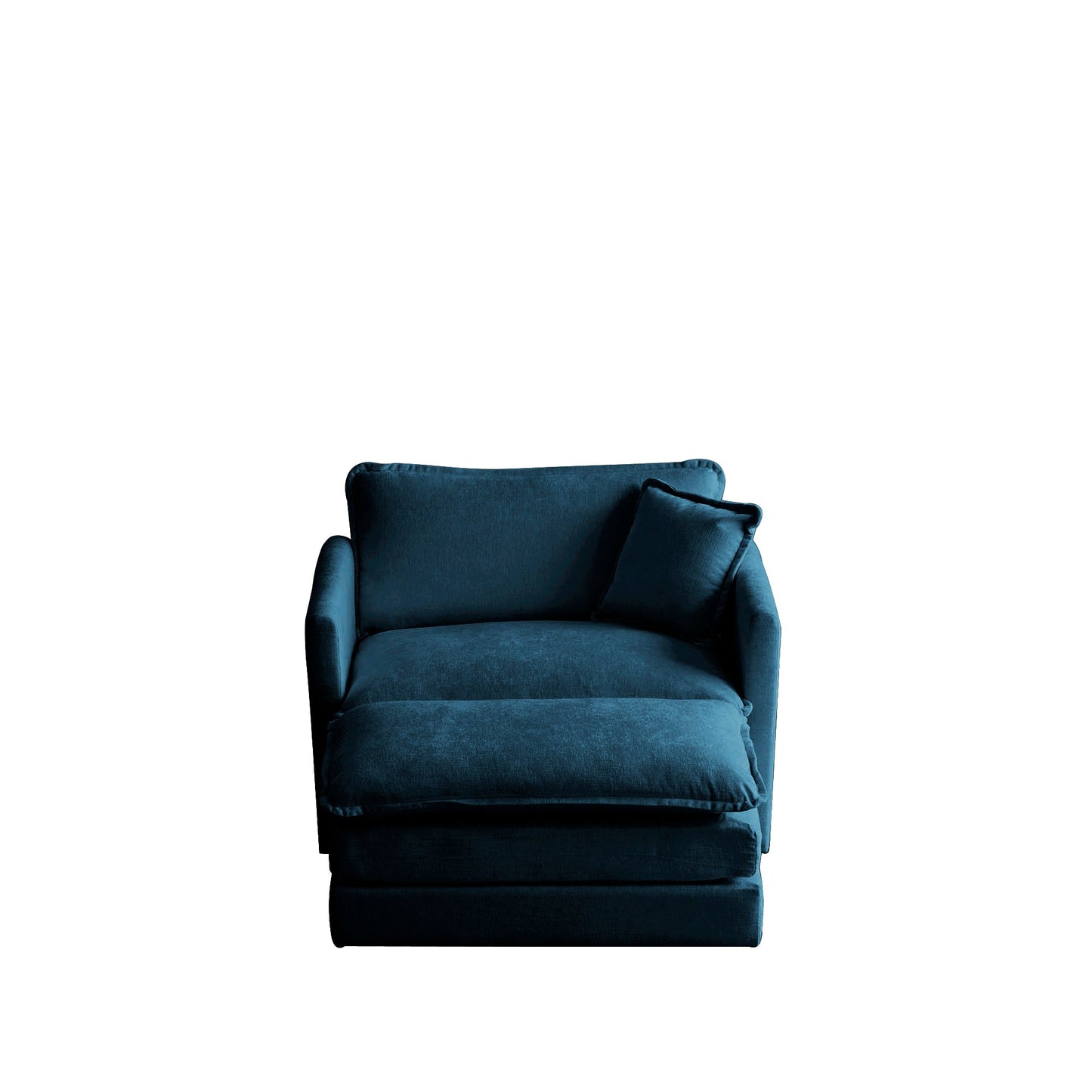 Ottoman modern style chair, living room club chair Chenille cushioned armchair, bedroom reading chair, blue - Korvel