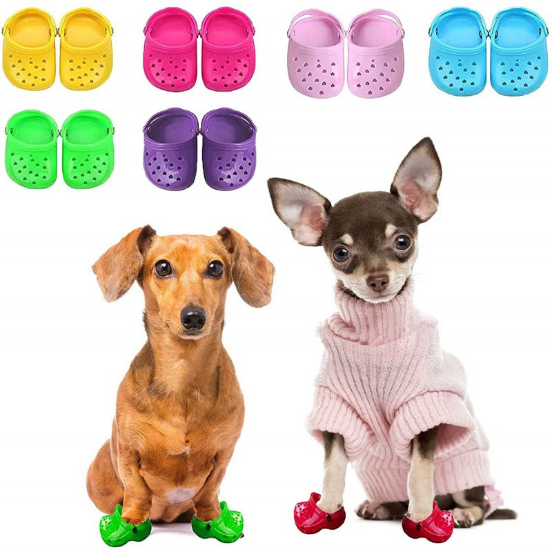 Heart Shaped Pet Dog Hole Shoes Silica Gel Wear-Resistant Breathable Slippers Dog Sandals Pet Decorations - Korvel