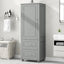 Tall Bathroom Storage Cabinet, Freestanding Storage Cabinet with Two Drawers and Adjustable Shelf, MDF Board , Grey - Korvel