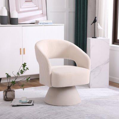Swivel Accent Chair Armchair, Round Barrel Chair in Fabric for Living Room Bedroom, Beige - Korvel