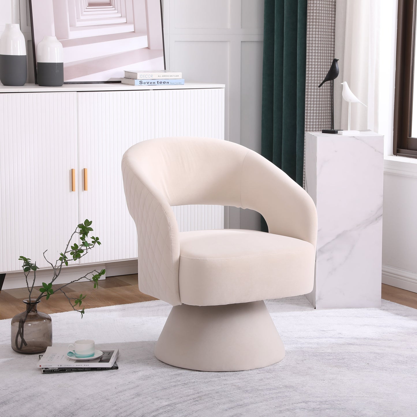 Fauteuil pivotant beige pour salon et chambre