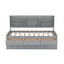 Twin Size Wooden Captain Bed with Built-in Bookshelves,Three Storage Drawers and Trundle Light Grey - Korvel