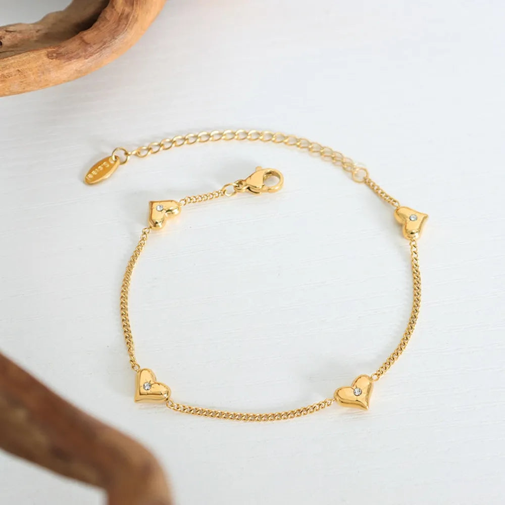 Titanium Steel Zircon Heart Bracelet - Korvel