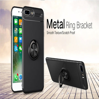 Coque de téléphone en silicone ultra mince avec anneau magnétique pour iPhone