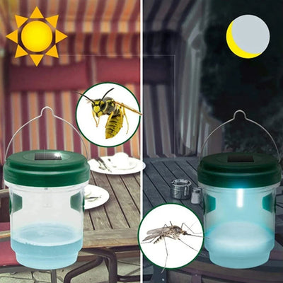 Solar Wasp Trap Waterproof Outdoor Hanging Trap Safe Non-Toxic Bee Hornet Traps Reusable Garden Fruit Fly Catcher - Korvel