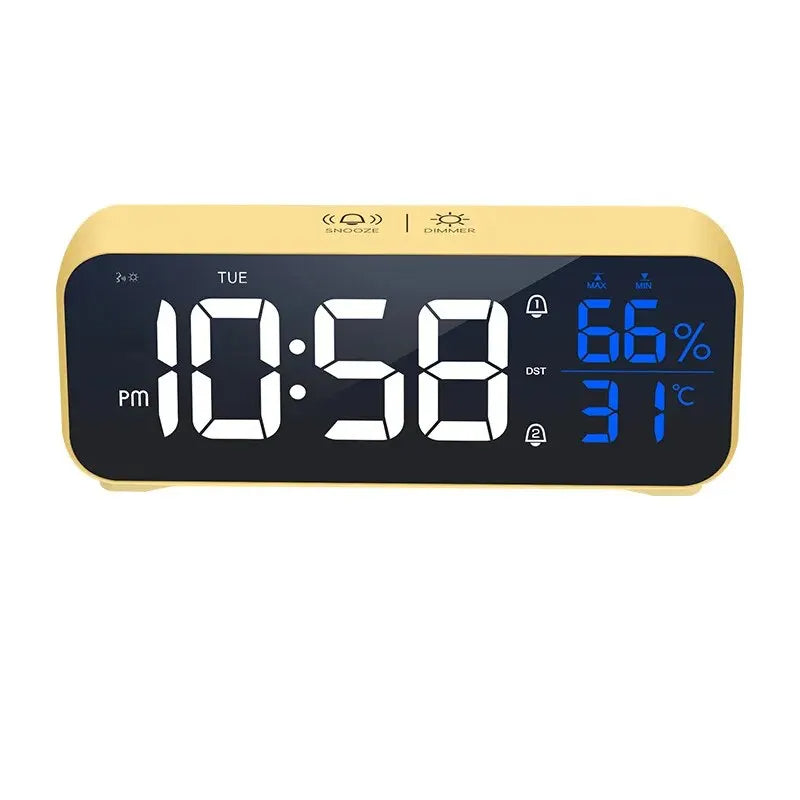 Reloj despertador digital LED de música premium con control por voz