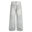 American Cleanfit Washed Denim Long Pants Men's Vintage Street Fashion Loose Straight Leg Distressed Wide Leg Dad Trousers - Korvel