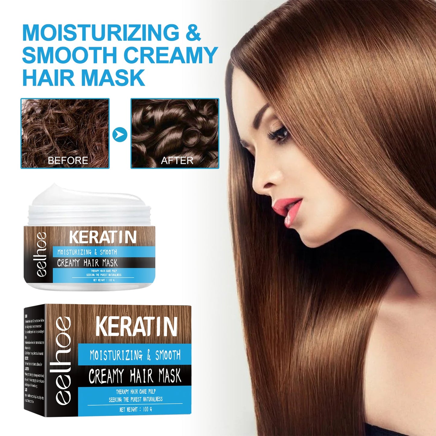Moisturizing And Smooth Hair Mask, Repair Dry Hair, Split Hair, Smooth, Smooth And Moisturizing Hair Mask - Korvel