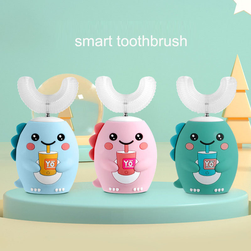 U-shaped electric toothbrush children's rechargeable 2-6-12-year-old rechargeable baby toothbrush U-shaped little dinosaur child - Korvel