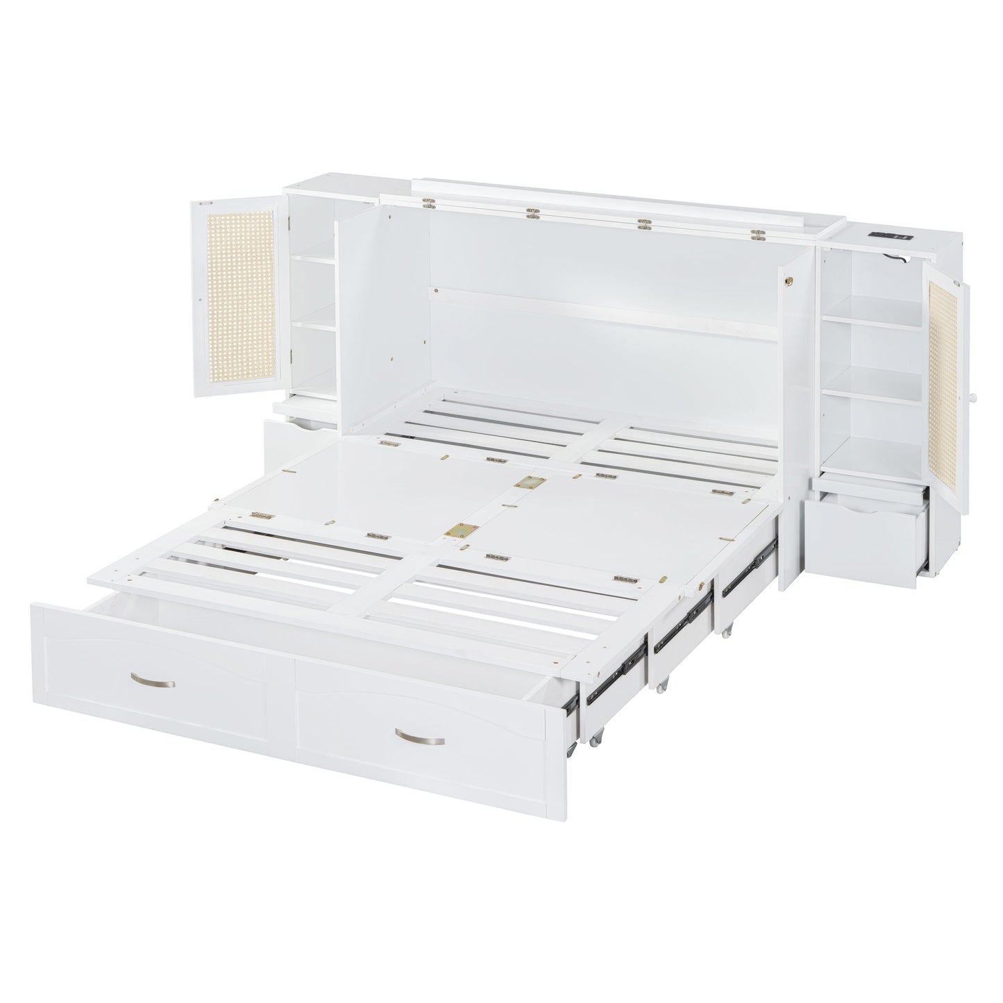 Cama Murphy Grande Blanca con Cajones y Armarios de Almacenamiento