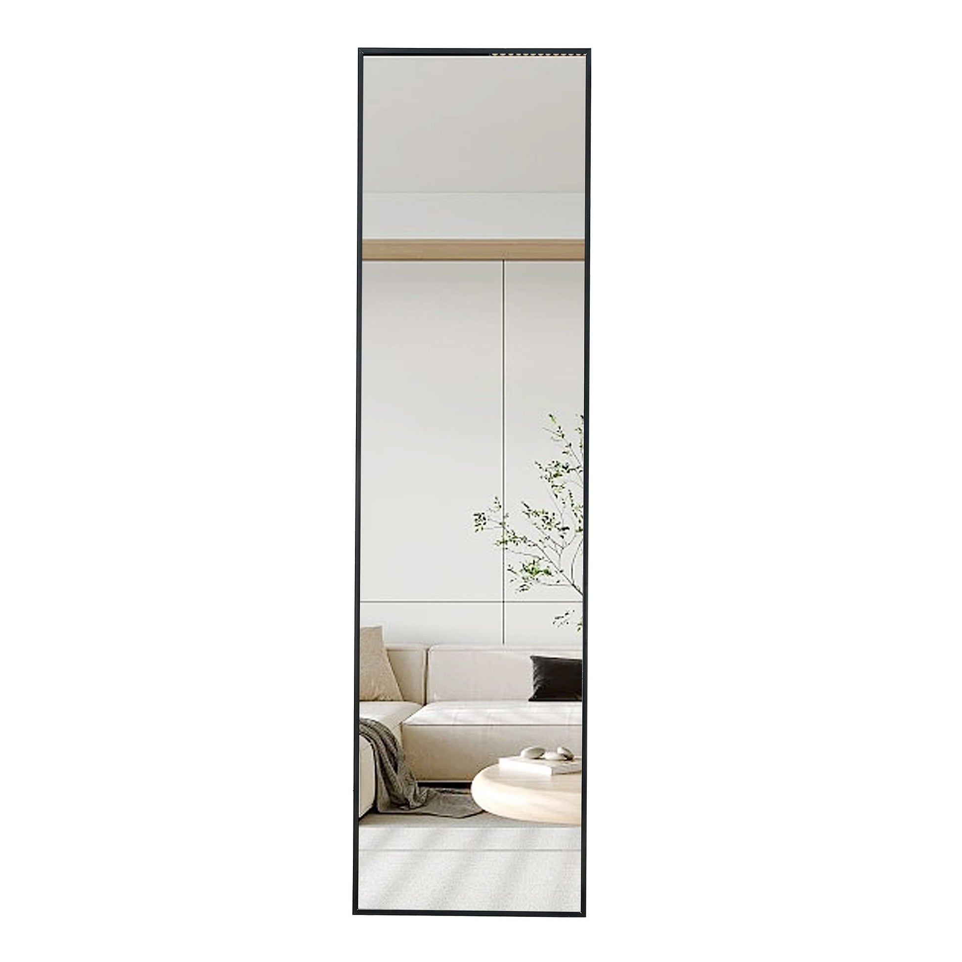 Aluminum alloy metal frame wall mounted full-length mirror black 65 * 23“ - Korvel