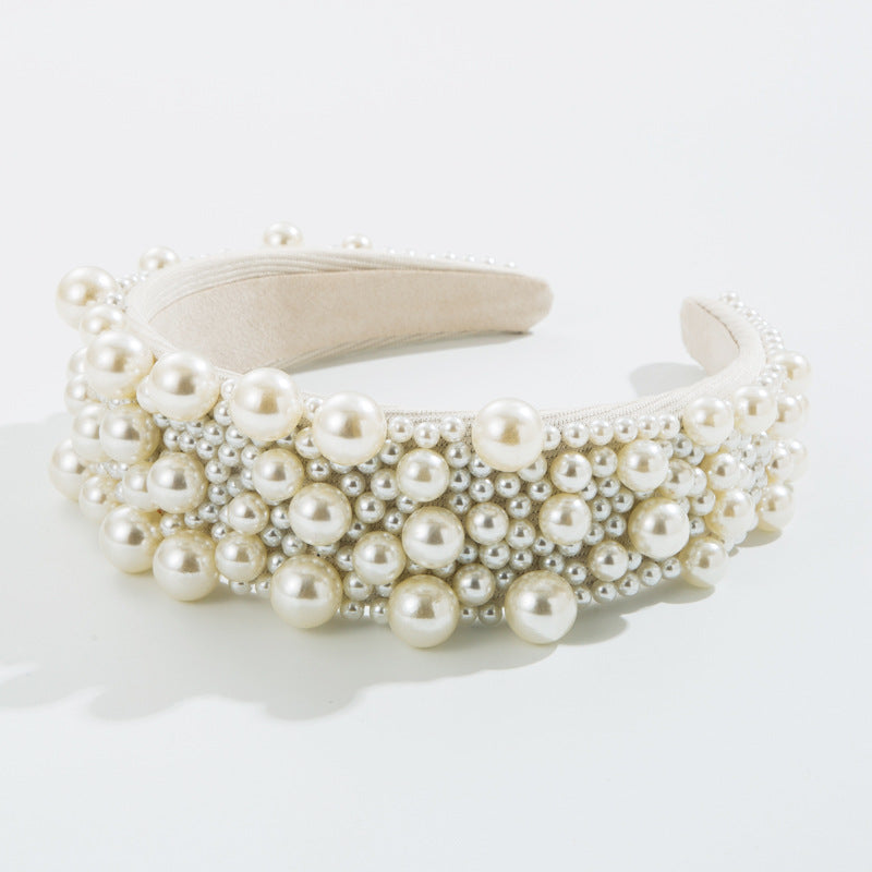 New Heavy Industry Pearl Hair Ornament Women's Wide brim Korean version Net Red Washing Head Band Hair Ornament - Korvel