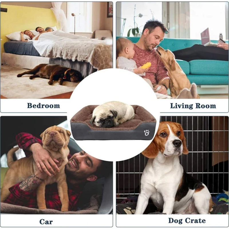 Cama para mascotas de felpa suave y acogedora con fondo impermeable