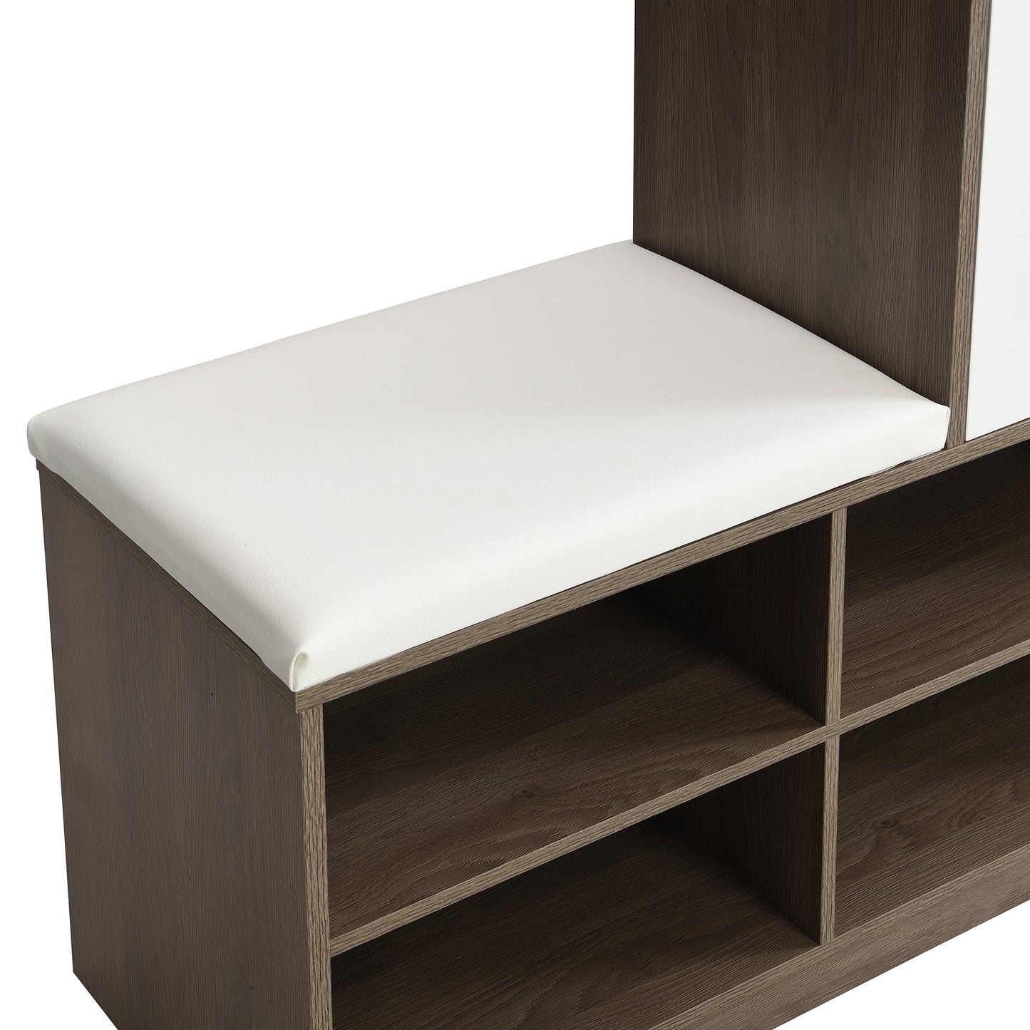 ON-TRANS 2-in-1 shoe storage platform and shoe cabinet, with soft cushioned seats and adjustable shelves, white - Korvel