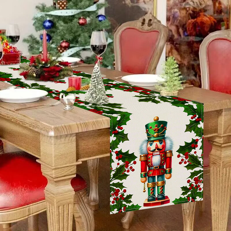 Christmas linen table flag walnut clip printed tablecloth holiday table decoration tablecloth tea flag pad - Korvel