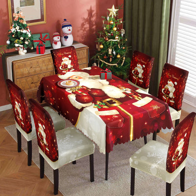 Christmas tablecloth, holiday decoration, elastic chair cover, household dining table, waterproof and dustproof tablecloth, fabric decorative tablecloth - Korvel