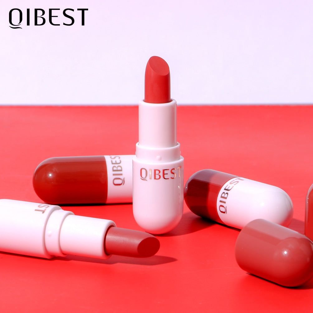 QIBEST Mini Cápsula Labial Mate de Terciopelo - Larga Duración y Resistente al Agua