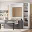 Twin Size Murphy Bed Wall Bed with Sofa and Shelves - White