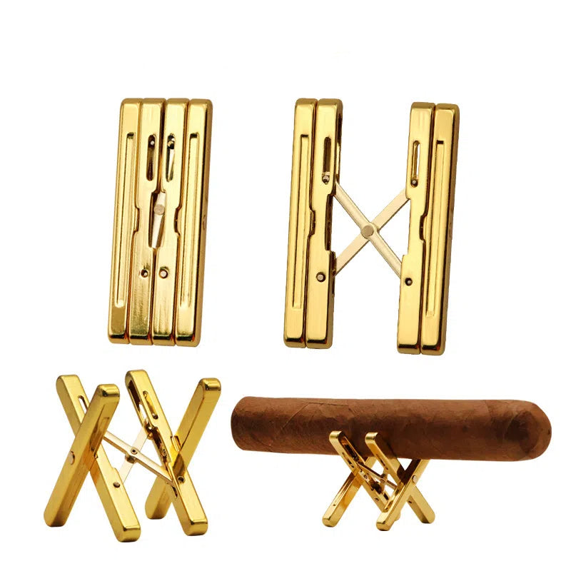 Cigar shelf pure copper gold-plated folding shelf portable cigarette holder simple - Korvel